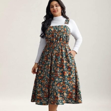 Striped Waist-Cinched Dolman Sleeve Midi Dress
