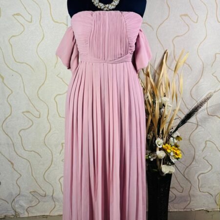 Pleated Bardot maxi dress - blush