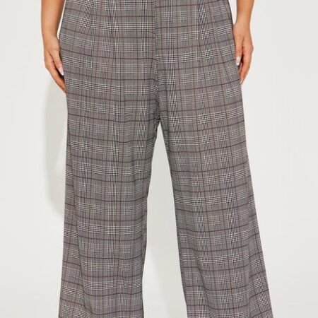 Plaid wide leg trousers