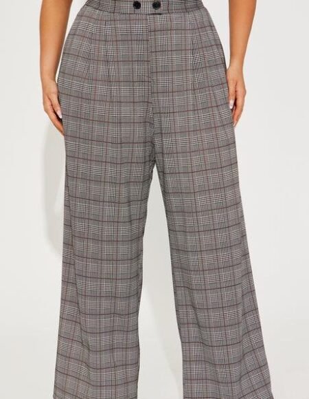 Plaid wide leg trousers
