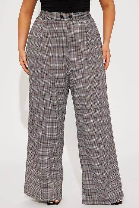 Plaid wide leg trousers
