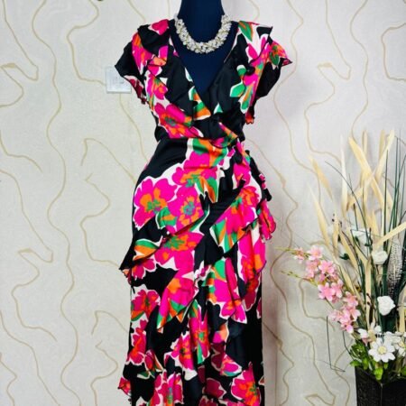 Multicoloured Floral print wrap dress