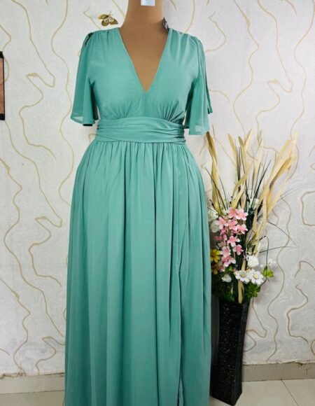 Chiffon maxi dress with front side split