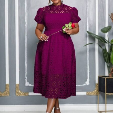 Purple lace midi dress