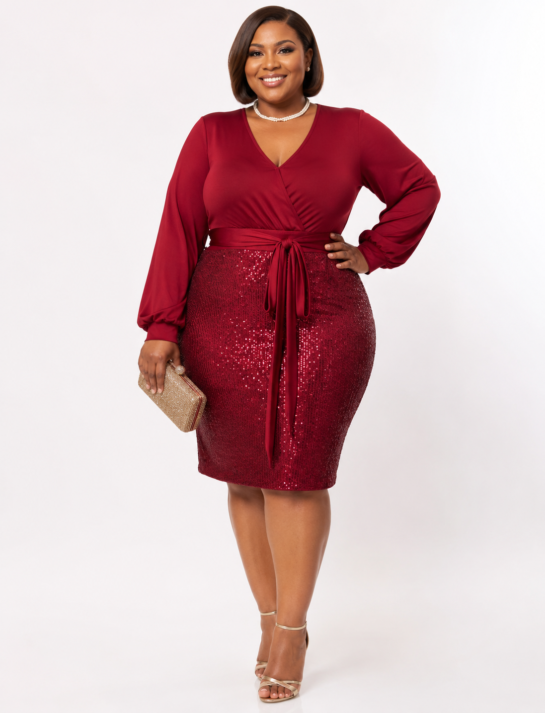 Ruby Elegance Sequin Dress