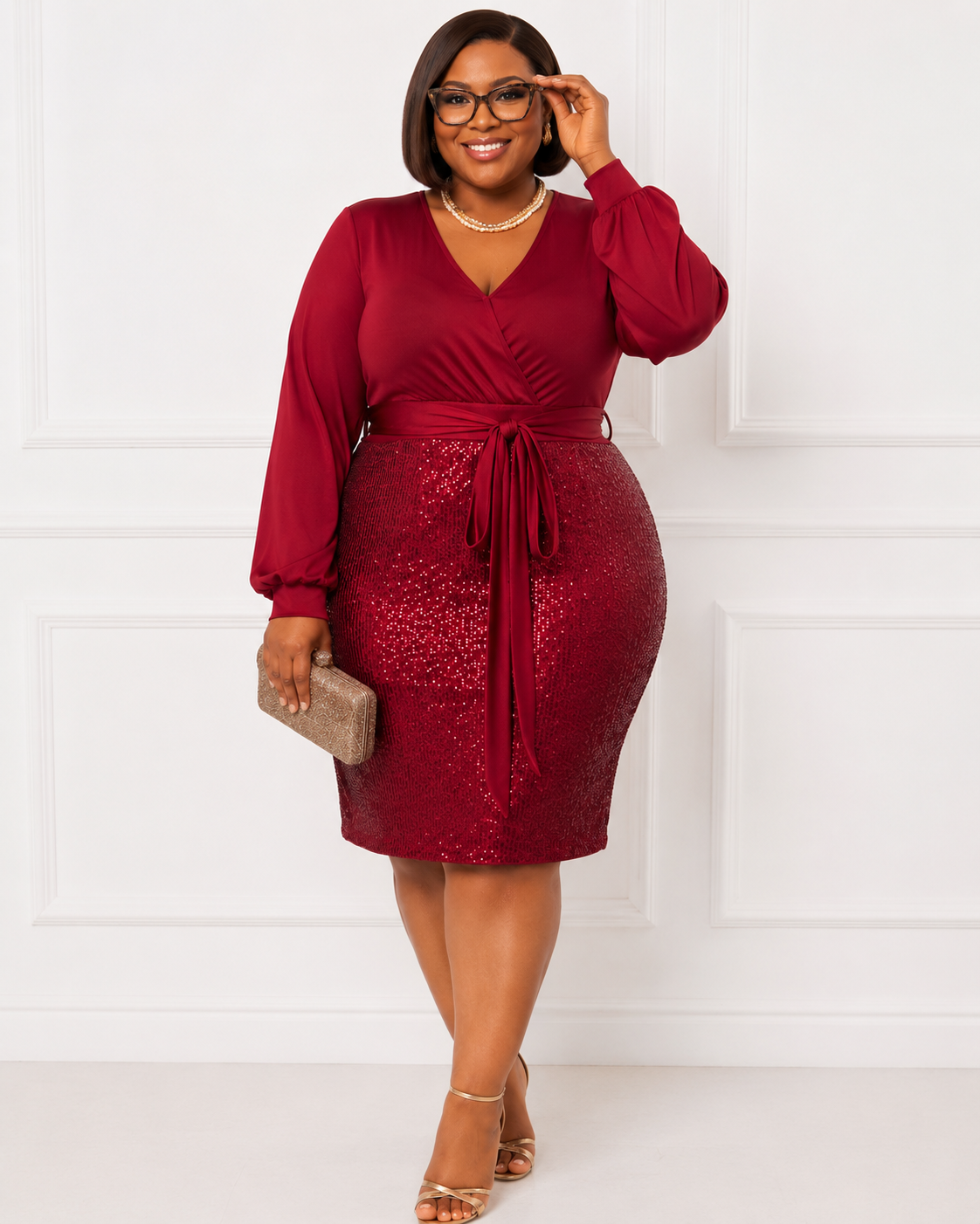 Ruby Elegance Sequin Dress
